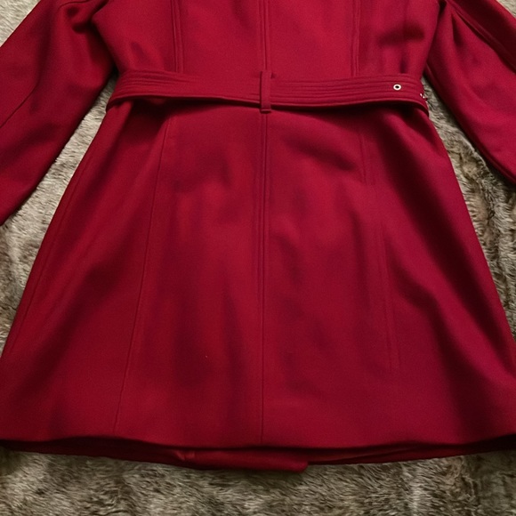 Michael Kors Red Wool Blend Belted Zip Front Coat PM - Picture 12 of 16